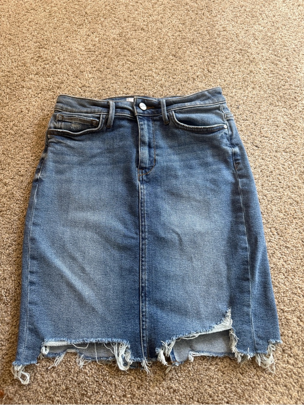 Sam Edelman Blue Distressed Denim Mini Skirt